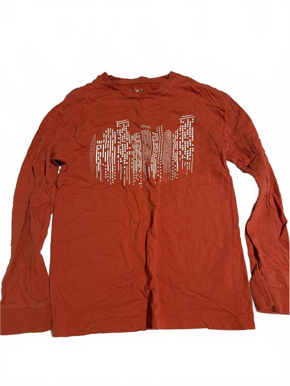 kidpik Boys Large Long Sleeve Tee Orange Graphic Print